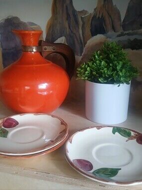 Mid Century 1950's Franciscan Ceramic Apple Set of 3 Saucers